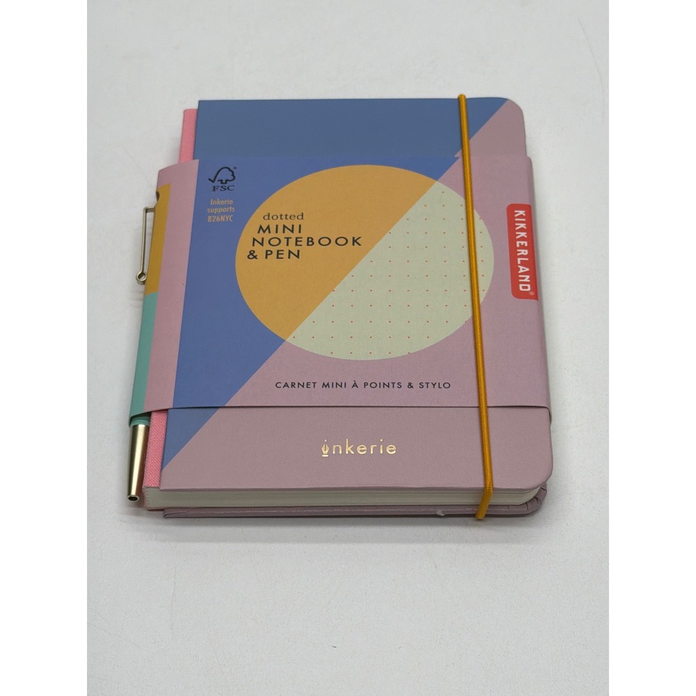 Kikkerland Inkerie Dotted Mini Notebook & Pen Set A6 Geometric Mauve INK47-F NEW